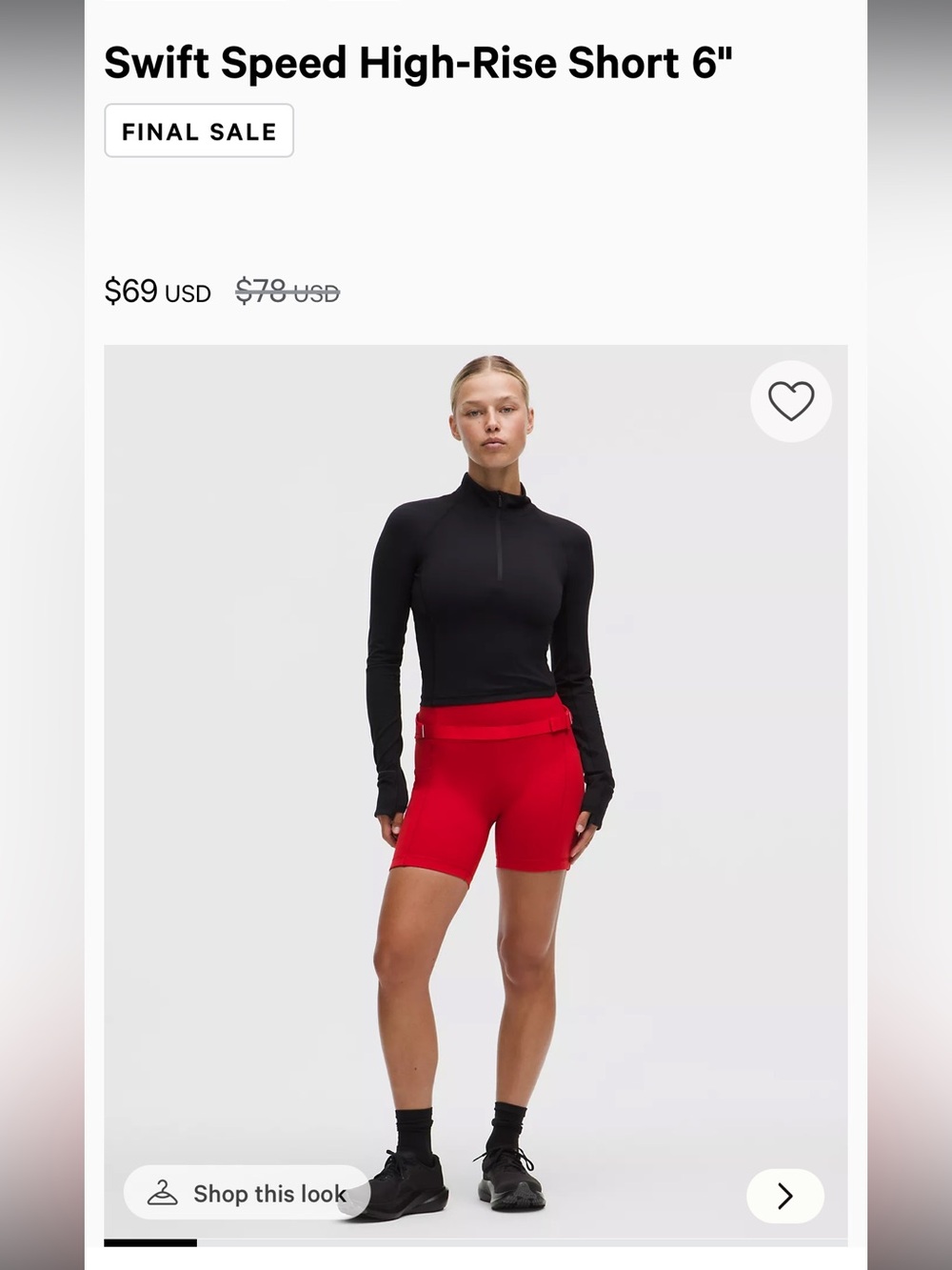 Swift Speed High Rise 6” Oxford Red Bike Shorts Lululemon